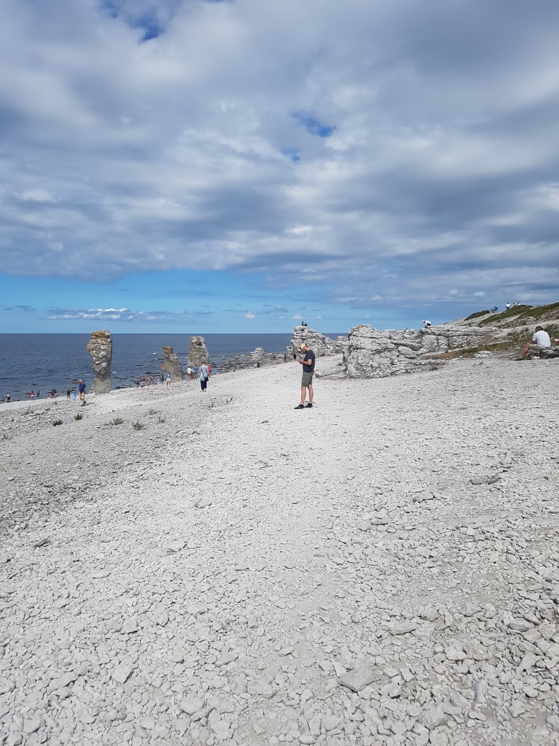 Raukar på en stenstrand vid Östersjön