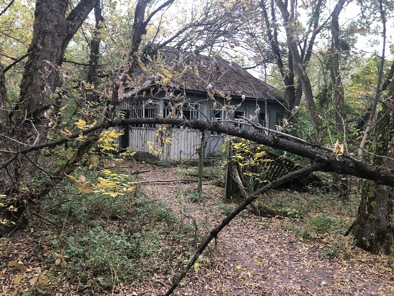 Förfallet litet hus